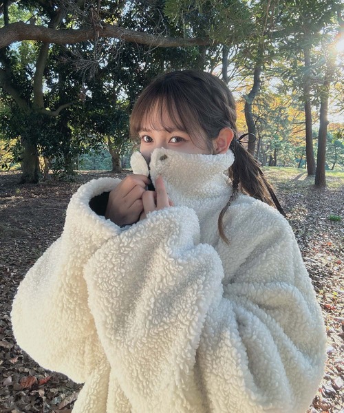 セール】♪リバーシブル ボア×キルティング スタンドコート（その他