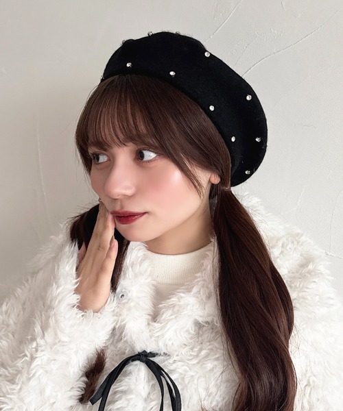 apres jour（アプレジュール）の「【apres jour×ARIAZ】ビジュー付きベレー帽（ハンチング/ベレー帽・レディース・ホワイト/ブラック/グレー系その他・FREE）」の3枚目の写真