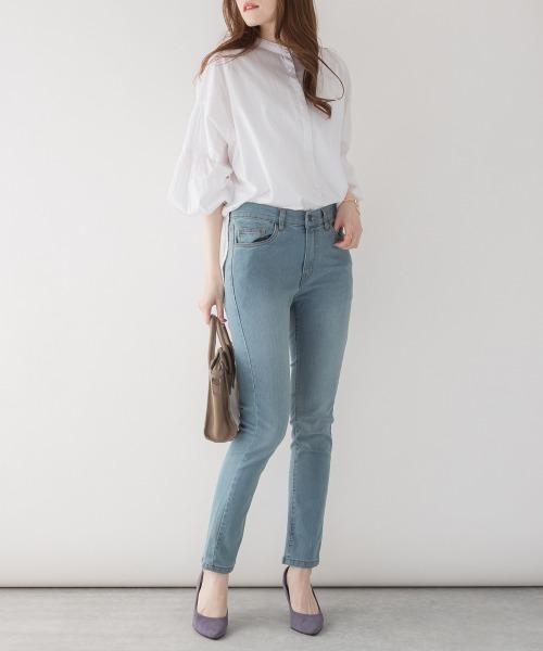 aity(アイティ)の「<ストレッチ> フロントジッパーデニムスキニーパンツ(デニムパンツ・レディース・ネイビー/ホワイト/ブルー/ワンウォッシュ・M/L/LL/3L/4L)」の4枚目の写真