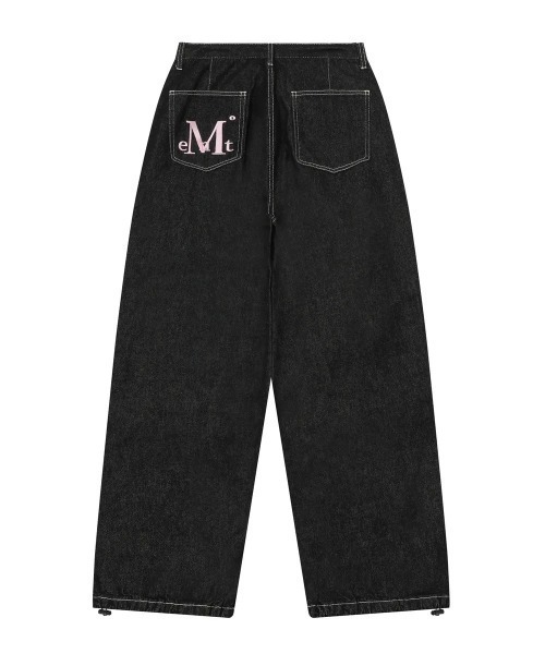 MUCENT（ムセント）の「【日本未発売/WEB限定】MUCENT(ムセント)/オーバーサイズ ワイド バックポケット ロゴ デニム パンツ/MAXXI BACK POCKET BIG LOGO DENIM（デニムパンツ・レディース・ダークブルー/ブラック・FREE）」の12枚目の写真