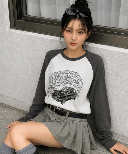 ACOVER(オコボ)の「グロウサン ラグラン ロングスリーブ 3カラー(Tシャツ/カットソー・レディース・ネイビー/オートミール/チャコール・FREE)」の10枚目の写真
