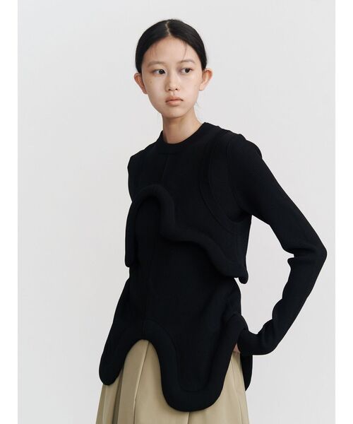 UN3D.(アンスリード)の「EDGE WAVE KNIT VEST / エッジウェーブニットベスト(ベスト・レディース・オレンジ/ブラック/グレー/ターコイズブルー・FREE)」の7枚目の写真