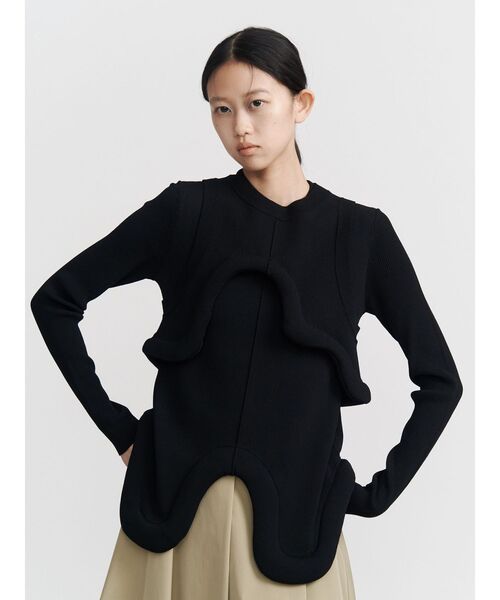 UN3D.(アンスリード)の「EDGE WAVE KNIT VEST / エッジウェーブニットベスト(ベスト・レディース・オレンジ/ブラック/グレー/ターコイズブルー・FREE)」の2枚目の写真