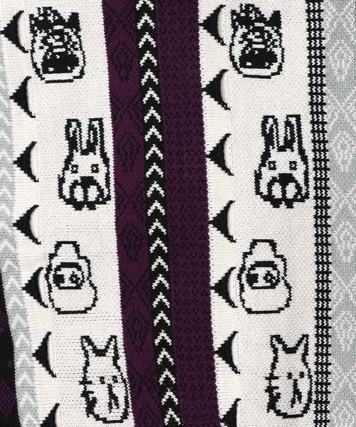 ScoLar Parity（スカラーパリティ）の「353127：落書き調Parityキャラジャガード3Dニットカーディガン（カーディガン/ボレロ・レディース・パープル/ブラック・M）」の10枚目の写真