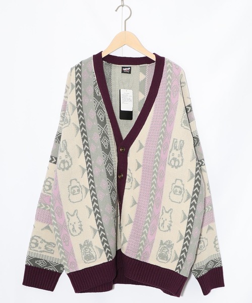 ScoLar Parity（スカラーパリティ）の「353127：落書き調Parityキャラジャガード3Dニットカーディガン（カーディガン/ボレロ・レディース・パープル/ブラック・M）」の11枚目の写真