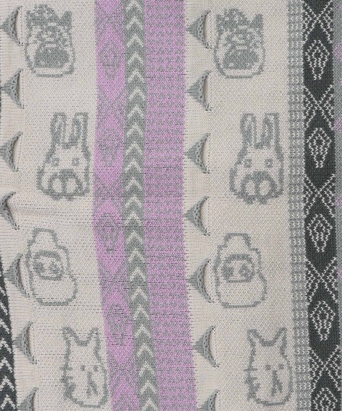 ScoLar Parity（スカラーパリティ）の「353127：落書き調Parityキャラジャガード3Dニットカーディガン（カーディガン/ボレロ・レディース・パープル/ブラック・M）」の12枚目の写真