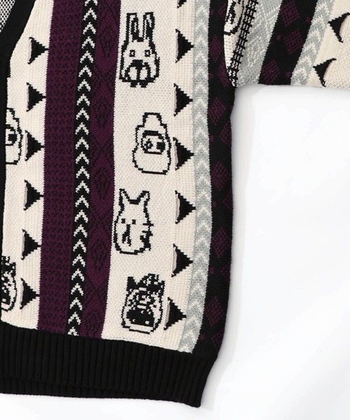 ScoLar Parity（スカラーパリティ）の「353127：落書き調Parityキャラジャガード3Dニットカーディガン（カーディガン/ボレロ・レディース・パープル/ブラック・M）」の5枚目の写真