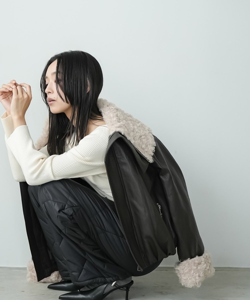 mili an deni(ミリアンデニ)の「ダイヤキルト裾ドロスト中綿パンツ(その他パンツ・レディース・オフホワイト/ブラック・M)」の17枚目の写真