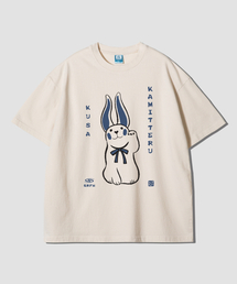 ラビットオーバーサイズ半袖Tシャツ-ナチュラルコットン