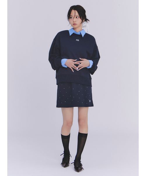 FURFUR(ファーファー)の「クリスタルロゴスウェットセットアップ(ワンピース・レディース・ネイビー/ブラウン/ピンク/アイボリー・F)」の6枚目の写真