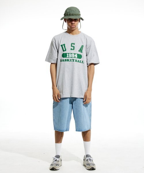 CREAM SODA LAB(クリームソーダラボ)の「ユエスエイバスケットボール 半袖Tシャツ グレー グリーン(Tシャツ/カットソー・レディース・その他・LARGE/MEDIUM/X-LARGE/XX-LARGE)」の6枚目の写真