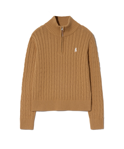 YALE(イェール)の「ウィメンズケーブルハーフジップニット_キャメル(ニット/セーター・レディース・その他・SMALL/MEDIUM/LARGE)」の1枚目の写真