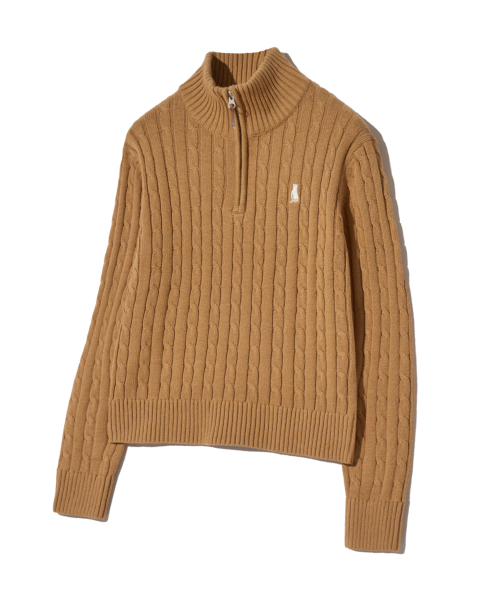 YALE(イェール)の「ウィメンズケーブルハーフジップニット_キャメル(ニット/セーター・レディース・その他・SMALL/MEDIUM/LARGE)」の2枚目の写真