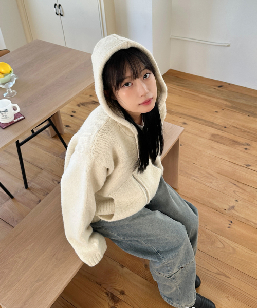PHYSICAL DEPARTMENT(フィジカル デパートメント)の「ハートアップル ニットフードパーカー_アイボリー(パーカー・レディース・その他・SMALL/MEDIUM/LARGE)」の7枚目の写真