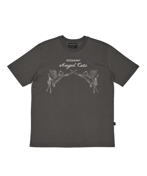 GODASHIN(ゴダシン)の「ANGEL CATS T-SHIRT (CHARCOAL)(Tシャツ/カットソー・レディース・その他・MEDIUM)」の1枚目の写真