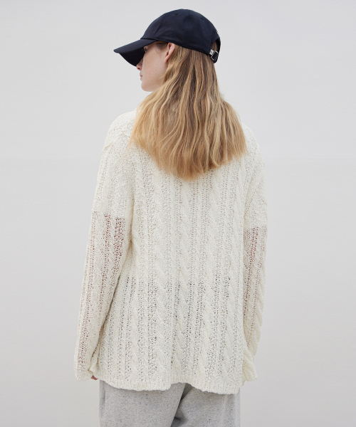 LEVAR(レバー)の「Loose Cable Knit Cardigan - Off White(ニット/セーター・レディース・Off White・FREE)」の3枚目の写真