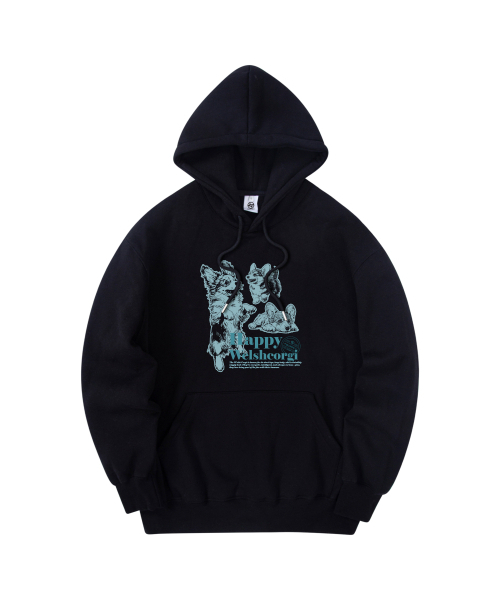 RADINEO(ラディネオ)の「ハッピーベルギーコーギーフードブラック(パーカー・メンズ・その他・LARGE/X-LARGE/MEDIUM)」の1枚目の写真