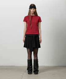RIBBON KNOTTED MINI SKIRT BLACK