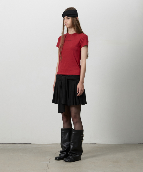 THREE TO EIGHTY(スリートゥエイティー)の「RIBBON KNOTTED MINI SKIRT BLACK(スカート・レディース・その他・MEDIUM/SMALL)」の3枚目の写真