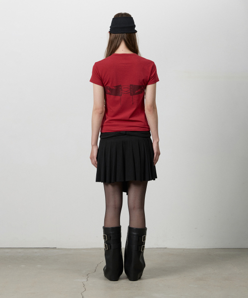 THREE TO EIGHTY(スリートゥエイティー)の「RIBBON KNOTTED MINI SKIRT BLACK(スカート・レディース・その他・MEDIUM/SMALL)」の4枚目の写真
