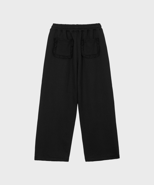 ALKI ALKA（アルキアルカ）の「Frill Wide Pants (Black)（スウェットパンツ・レディース・ブラック・FREE）」の4枚目の写真