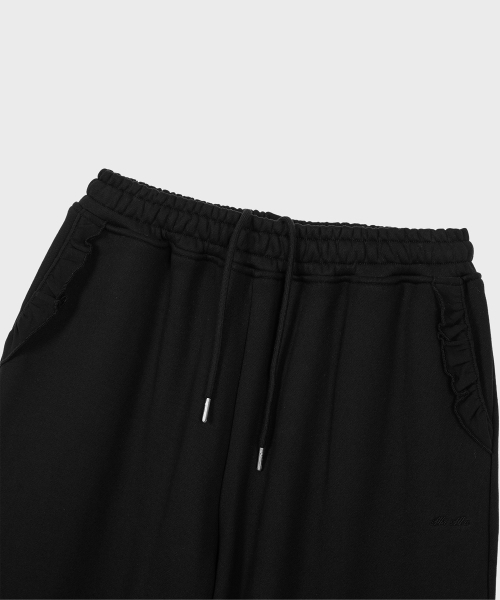 ALKI ALKA（アルキアルカ）の「Frill Wide Pants (Black)（スウェットパンツ・レディース・ブラック・FREE）」の5枚目の写真
