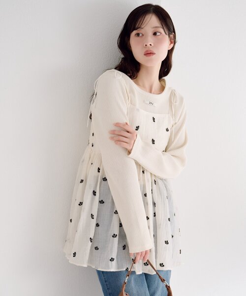 フラワーステッチキャミチュニック（チュニック）｜Kastane（カスタネ