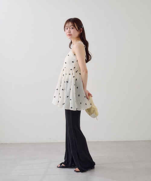 kastane 【新品】フラワーステッチキャミチュニックアイボリー Kastane（カスタネ） チュニック フラワーステッチキャミチュニック
