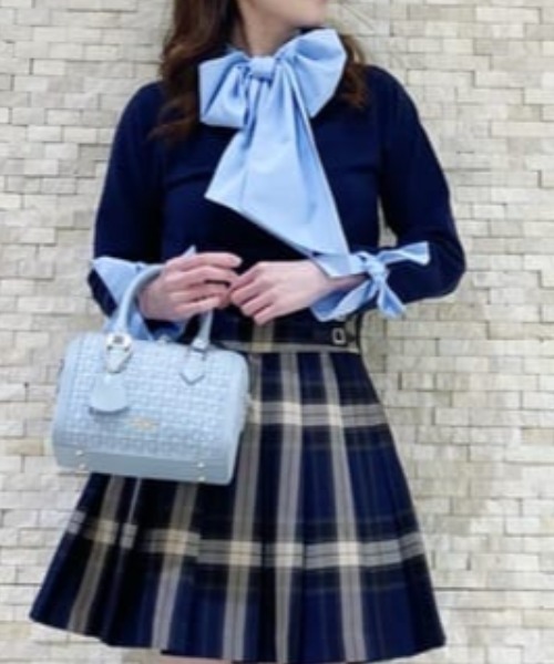 Samantha Thavasa Petit Choice（サマンサタバサ　プチチョイス）の「ツイード ボストンバッグ（ショルダーバッグ・レディース・ピンク/ダルブルー系/ブラック/オフホワイト・FREE）」の4枚目の写真