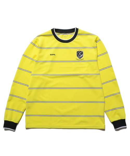 F.C.Real Bristol(エフシーレアルブリストル)の「CHAMPIONS BORDER L/S GAME SHIRT(Tシャツ/カットソー・メンズ・イエロー/ブラック/ホワイト・SMALL/MEDIUM/X-LARGE/LARGE/XX-LARGE)」の1枚目の写真