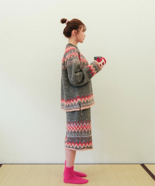 PAMM（パム）の「食卓のノルディックミックスニット（ニット/セーター・レディース・グレー/アイボリー・フリー）」の21枚目の写真