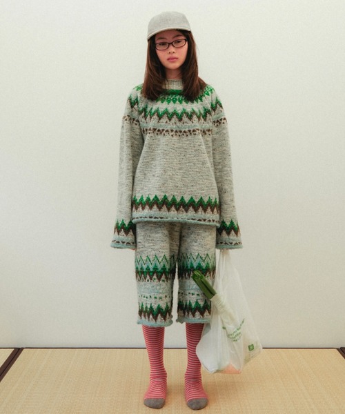 PAMM（パム）の「食卓のノルディックミックスニット（ニット/セーター・レディース・グレー/アイボリー・フリー）」の7枚目の写真