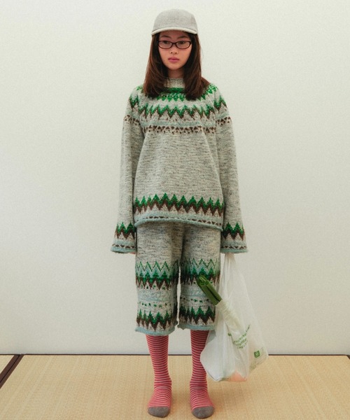 PAMM（パム）の「食卓のノルディックミックスニット（ニット/セーター・レディース・グレー/アイボリー・フリー）」の8枚目の写真