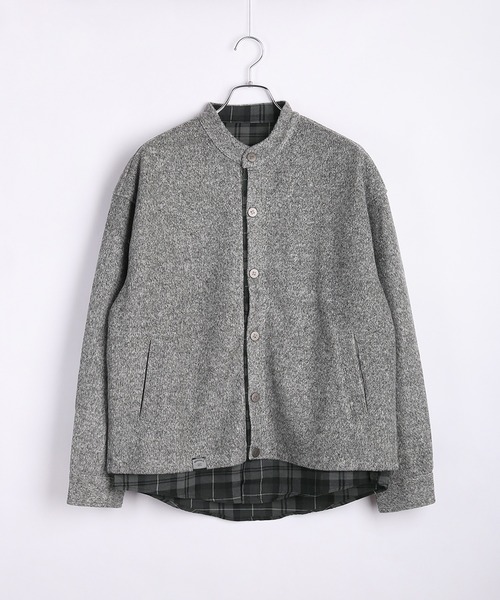 WESTSEA(ウエストシー)の「ミックス調ウールライク ノーカラーカーディガン レイヤードテイスト(カーディガン/ボレロ・メンズ・グレー/ブラック・L/XL/M)」の7枚目の写真