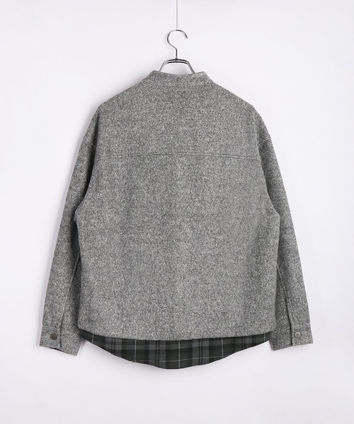 WESTSEA(ウエストシー)の「ミックス調ウールライク ノーカラーカーディガン レイヤードテイスト(カーディガン/ボレロ・メンズ・グレー/ブラック・L/XL/M)」の8枚目の写真