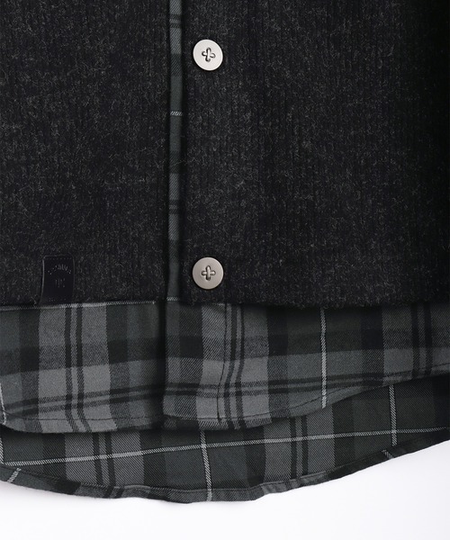 WESTSEA(ウエストシー)の「ミックス調ウールライク ノーカラーカーディガン レイヤードテイスト(カーディガン/ボレロ・メンズ・グレー/ブラック・L/XL/M)」の6枚目の写真