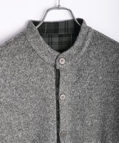 WESTSEA(ウエストシー)の「ミックス調ウールライク ノーカラーカーディガン レイヤードテイスト(カーディガン/ボレロ・メンズ・グレー/ブラック・L/XL/M)」の11枚目の写真
