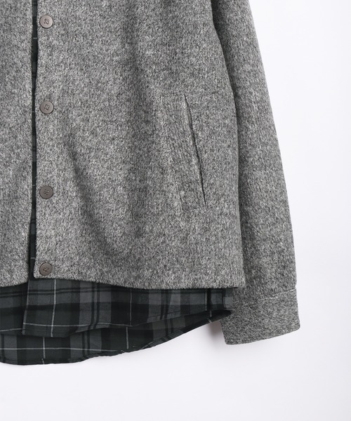 WESTSEA(ウエストシー)の「ミックス調ウールライク ノーカラーカーディガン レイヤードテイスト(カーディガン/ボレロ・メンズ・グレー/ブラック・L/XL/M)」の12枚目の写真