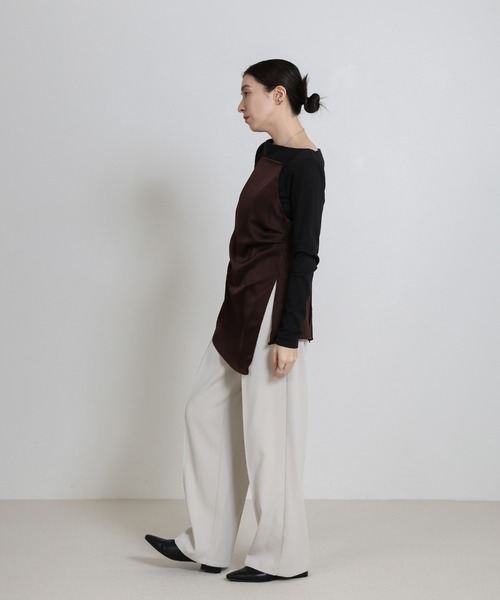 select MOCA(セレクトモカ)の「サイドスリットアシンメトリーサテンキャミソール【セットアップ対応】(キャミソール・レディース・ブラウン/ブラック/アイボリー・FREE)」の19枚目の写真