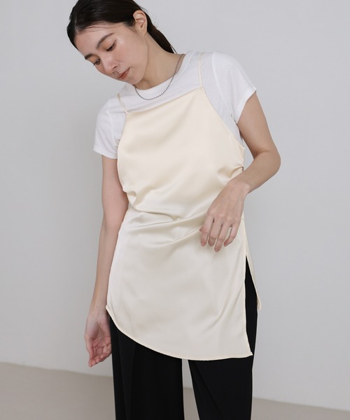 select MOCA(セレクトモカ)の「サイドスリットアシンメトリーサテンキャミソール【セットアップ対応】(キャミソール・レディース・ブラウン/ブラック/アイボリー・FREE)」の8枚目の写真