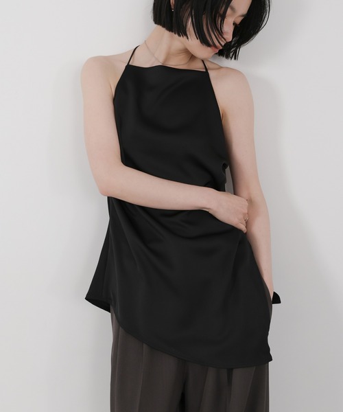 select MOCA(セレクトモカ)の「サイドスリットアシンメトリーサテンキャミソール【セットアップ対応/手洗い可】(キャミソール・レディース・ブラウン/ブラック/アイボリー・FREE)」の21枚目の写真