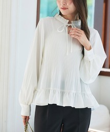 Pierrot | 消しプリーツフリルネックブラウス(シャツ/ブラウス)