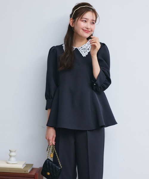 Pierrot（ピエロ）の「2WAY選べる襟ペプラムセットアップ（スーツ