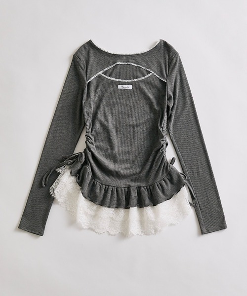 OLIVE des OLIVE（オリーブデオリーブ）の「レースティアードチュニック（Tシャツ/カットソー・レディース・ピンク/チャコールグレー/ブラック/その他・FREE）」の20枚目の写真