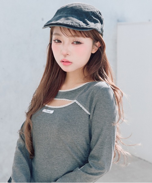 OLIVE des OLIVE（オリーブデオリーブ）の「レースティアードチュニック（Tシャツ/カットソー・レディース・ピンク/チャコールグレー/ブラック/その他・FREE）」の11枚目の写真