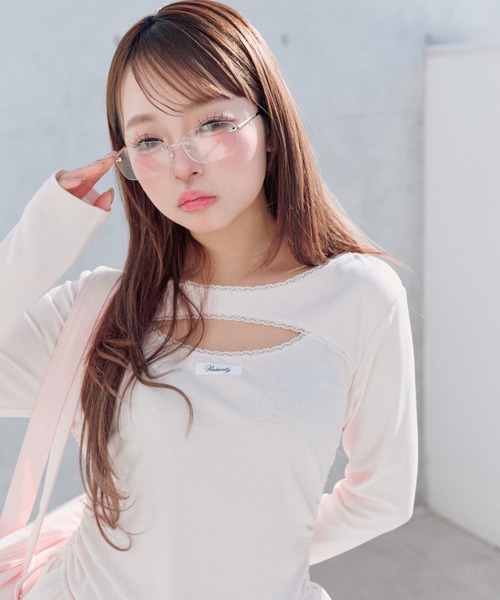 OLIVE des OLIVE（オリーブデオリーブ）の「レースティアードチュニック（Tシャツ/カットソー・レディース・ピンク/チャコールグレー/ブラック/その他・FREE）」の13枚目の写真