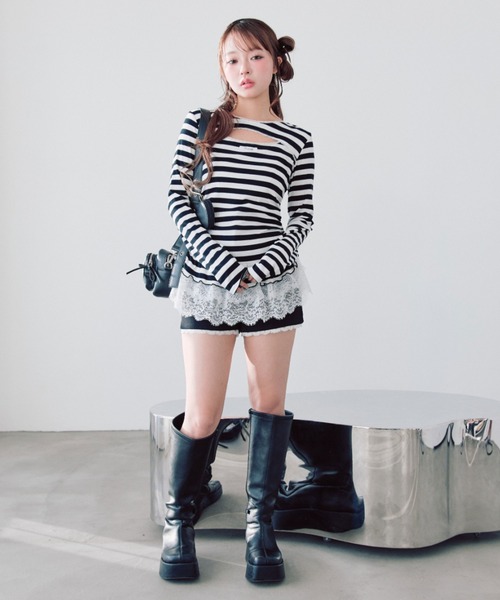 OLIVE des OLIVE（オリーブデオリーブ）の「レースティアードチュニック（Tシャツ/カットソー・レディース・ピンク/チャコールグレー/ブラック/その他・FREE）」の17枚目の写真