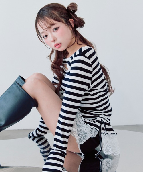 OLIVE des OLIVE（オリーブデオリーブ）の「レースティアードチュニック（Tシャツ/カットソー・レディース・ピンク/チャコールグレー/ブラック/その他・FREE）」の18枚目の写真