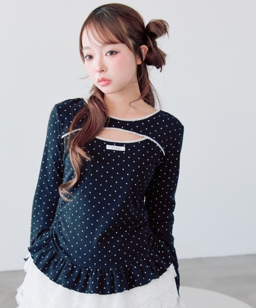 OLIVE des OLIVE（オリーブデオリーブ）の「レースティアードチュニック（Tシャツ/カットソー・レディース・ピンク/チャコールグレー/ブラック/その他・FREE）」の8枚目の写真