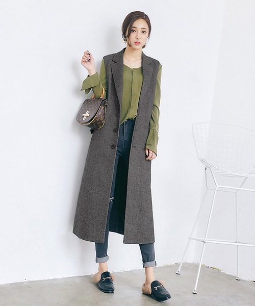 OSYAREVO（オシャレボ）の「ベスト ロング ジャケット レディース（ベスト・レディース・ブラック/チャコールグレー・LARGE/SMALL/MEDIUM）」の22枚目の写真